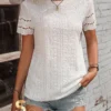 SHEIN LUNE Eyelet Embroidery Scallop Trim Tee