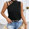 SHEIN Privé Cut Out Mock Neck Tank Top