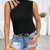 SHEIN Privé Cut Out Mock Neck Tank Top