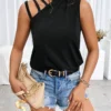 SHEIN Privé Cut Out Mock Neck Tank Top