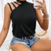SHEIN Privé Cut Out Mock Neck Tank Top