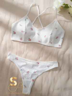 168510030976d76fd4db16cbccec5838c602fde7e4 SHEIN Floral Print Bra & Panty Lingerie Set