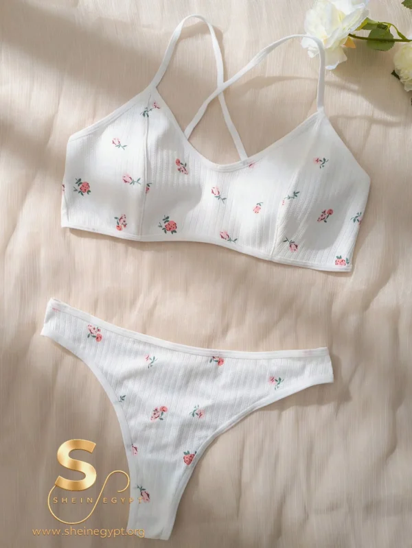 SHEIN Floral Print Bra & Panty Lingerie Set