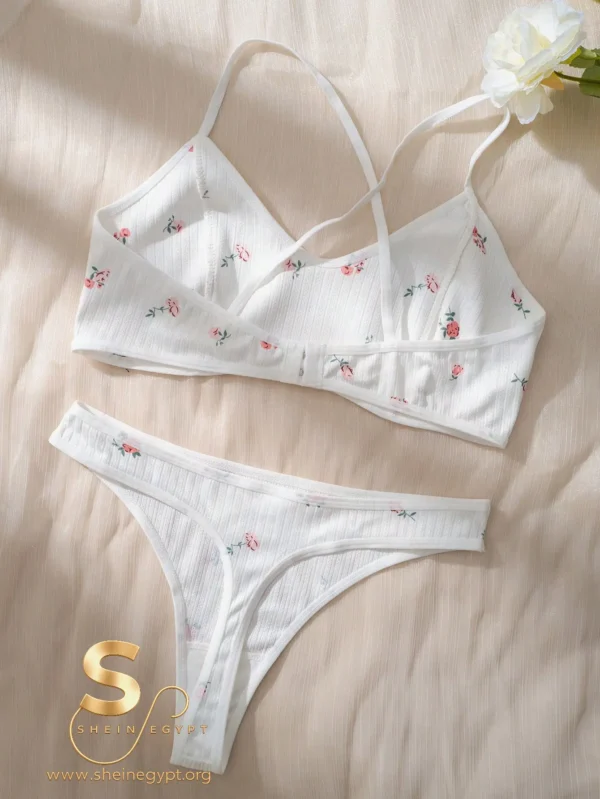 SHEIN Floral Print Bra & Panty Lingerie Set
