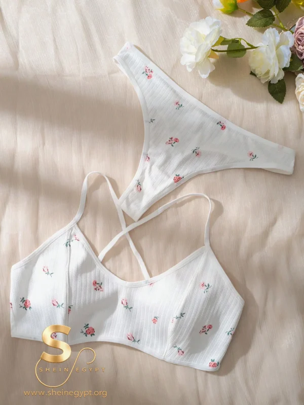 SHEIN Floral Print Bra & Panty Lingerie Set