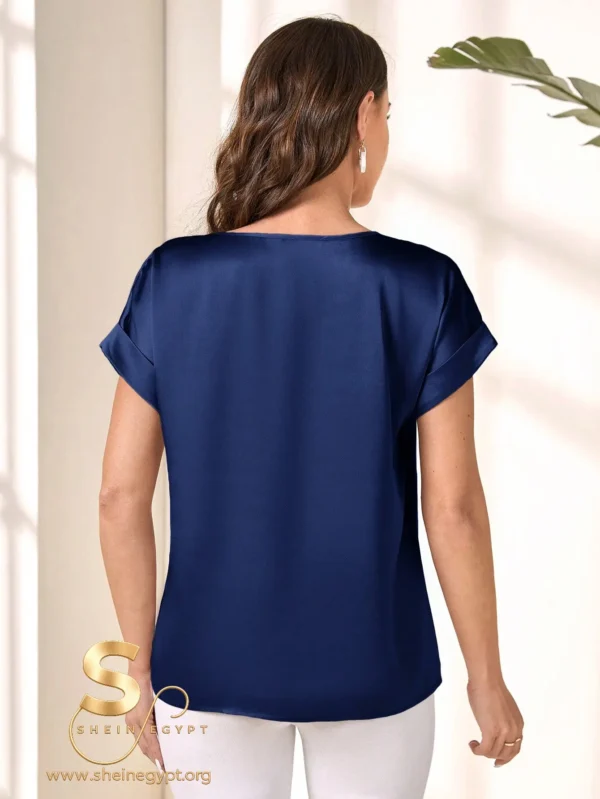 1689563653ccd653de111e8b08a31ccac82767b749 Miaspire Women's Casual Solid Color Minimalist Round Neck Short Sleeve Shirt