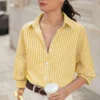 Poéselle Drop Shoulder Women's Long Sleeve Striped Shirt