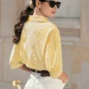 Poéselle Drop Shoulder Women's Long Sleeve Striped Shirt