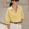 Poéselle Drop Shoulder Women's Long Sleeve Striped Shirt