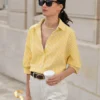 Poéselle Drop Shoulder Women's Long Sleeve Striped Shirt