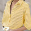Poéselle Drop Shoulder Women's Long Sleeve Striped Shirt