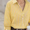 Poéselle Drop Shoulder Women's Long Sleeve Striped Shirt
