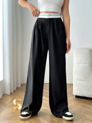 16979652114b0b43e036c5a0c049d364e99c7742dc SHEIN EZwear High Waist Wide Leg Suit Pants