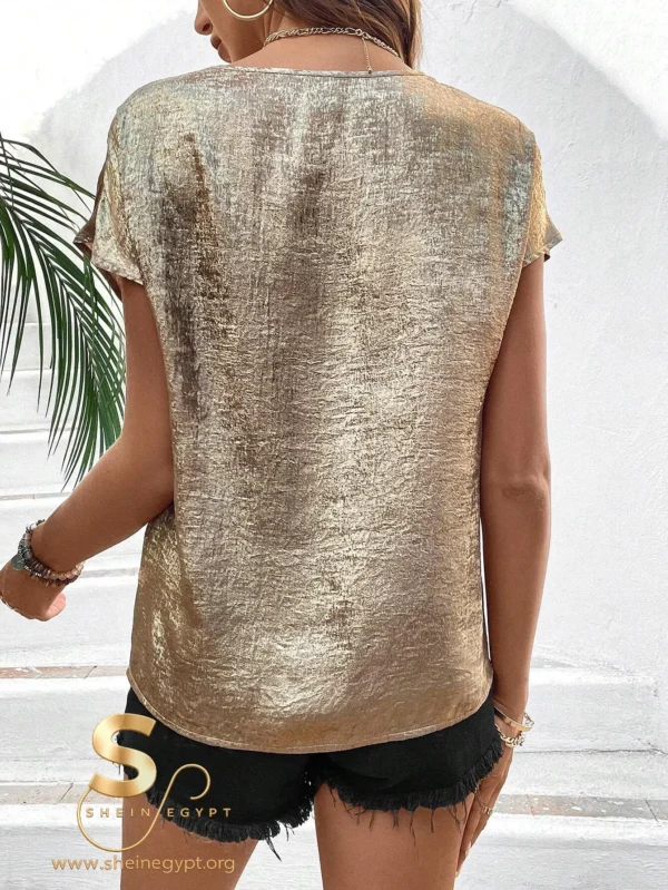 Glossy Batwing Sleeve Shirt