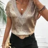 Glossy Batwing Sleeve Shirt