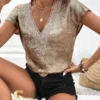 Glossy Batwing Sleeve Shirt