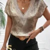 Glossy Batwing Sleeve Shirt