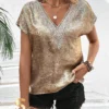 Glossy Batwing Sleeve Shirt