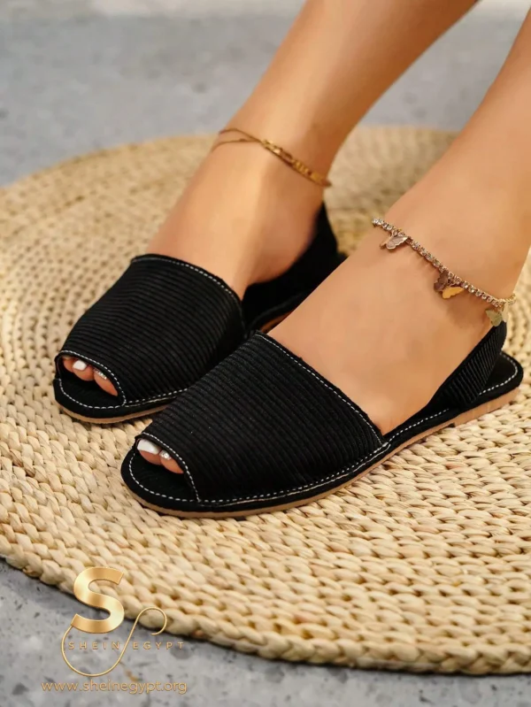 Women's Fashionable Black Peep Toe Slingback Sandals