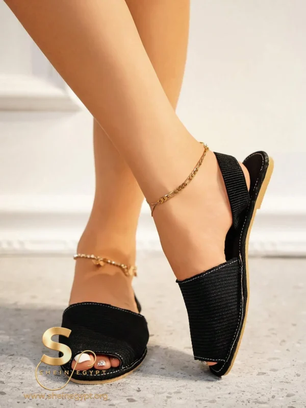 Women's Fashionable Black Peep Toe Slingback Sandals