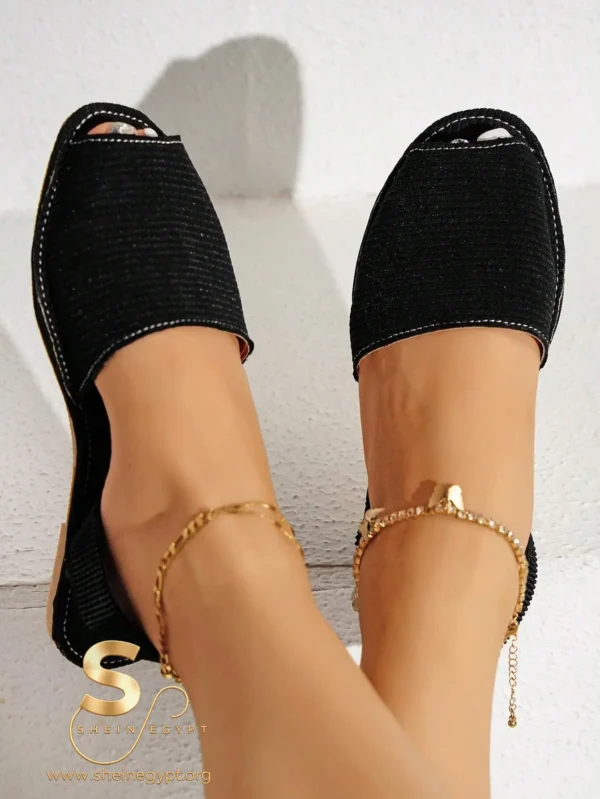 Women's Fashionable Black Peep Toe Slingback Sandals