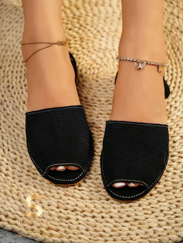 Women's Fashionable Black Peep Toe Slingback Sandals
