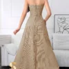 17223537599b48c5d5367b46b9a0956d701d7d2a98 Modelyn Women Elegant Strapless Zipper Back Striped Long Dress, Casual Daily Wear