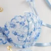 2pcs Women Cool Light Blue Lingerie Set