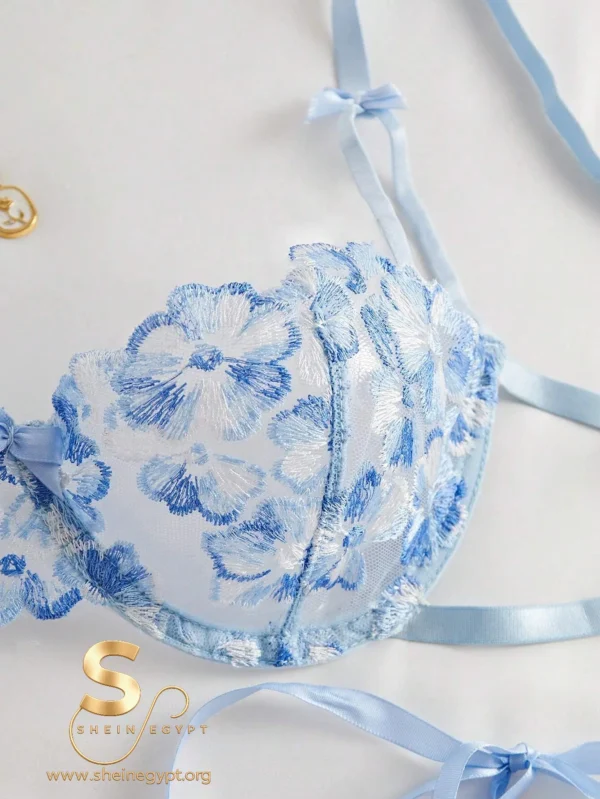 2pcs Women Cool Light Blue Lingerie Set