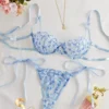 2pcs Women Cool Light Blue Lingerie Set