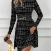 SHEIN Round Neck Long Sleeve Short Dress