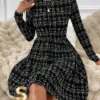 17291599859d041c870674c69a65e5f315aaa143ee SHEIN Round Neck Long Sleeve Short Dress