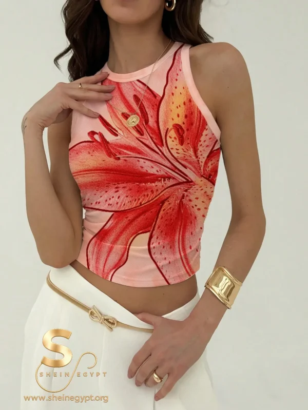 174435158206438b6018f988a40a366c331efa467b Tropical Lily Tie Dye Pattern Women's Tank Top