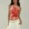 1744351586e9b4e8a31daa501285870bd33806cbc2 Tropical Lily Tie Dye Pattern Women's Tank Top