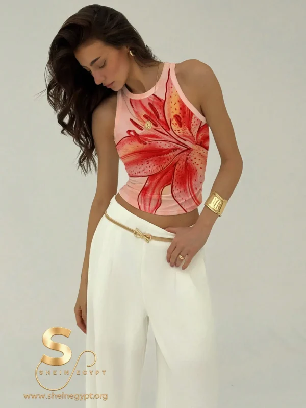 1744351589535e1f05becb1ca51d55f6fb4bddff23 Tropical Lily Tie Dye Pattern Women's Tank Top