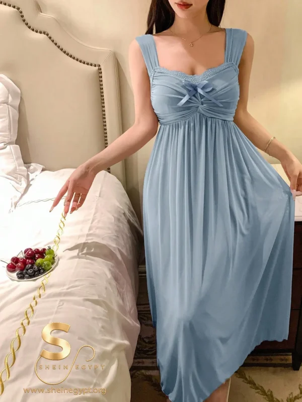 DAZY Romantic Mesh Knit Fabric Ruched Lace Patchwork Slip Dress