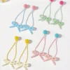 17683671360d8ae56294678b1dccd8c3e9fddfc40f 4pcs Girls' Cute Versatile Cream Polka Dot Bow Elastic Hair Ties
