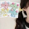 1768367139276b0faad8332bac29f6921a3273e49d 4pcs Girls' Cute Versatile Cream Polka Dot Bow Elastic Hair Ties