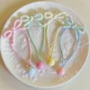 17683673633e271d24571632506825d6e377c9e737 4pcs Girls' Cute Versatile Cream Polka Dot Bow Elastic Hair Ties