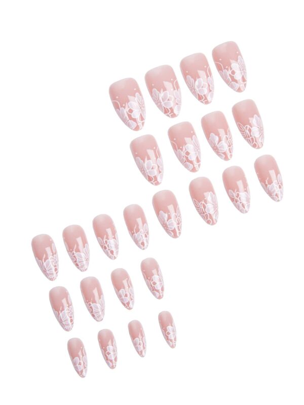 24pcs Summer Fresh Nude Almond-Shaped False Nails Set