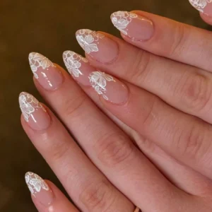 24pcs Summer Fresh Nude Almond-Shaped False Nails Set