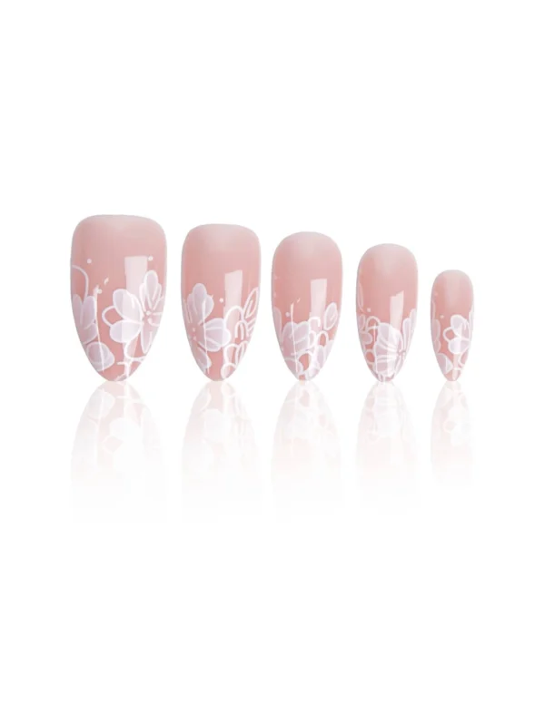 24pcs Summer Fresh Nude Almond-Shaped False Nails Set
