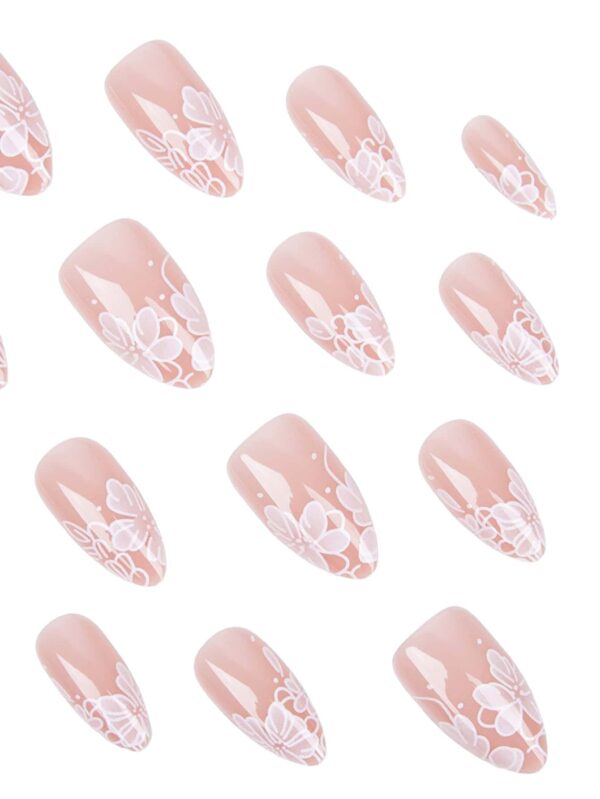 24pcs Summer Fresh Nude Almond-Shaped False Nails Set