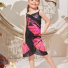 Girls Pink Butterfly Print Coverup