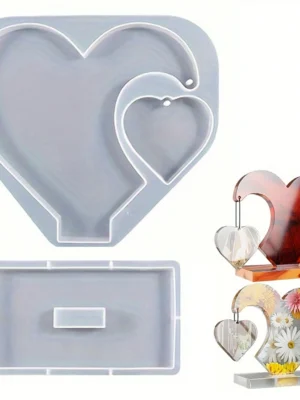 170392260226db57315c8c65a31d119f5779b5c21b 1set Large Heart Display Resin Silicone Casting Mold