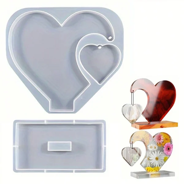 170392260226db57315c8c65a31d119f5779b5c21b 1set Large Heart Display Resin Silicone Casting Mold