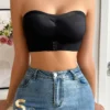 SHEIN Women's Front Closure Padded Bra, Black Strapless Bra