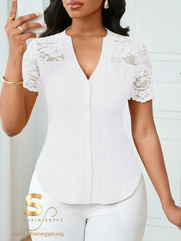 17496059981d1d2cf7cf4ec42ea9f804f7f17e90b7 Lyxana Blouse White Lace Top