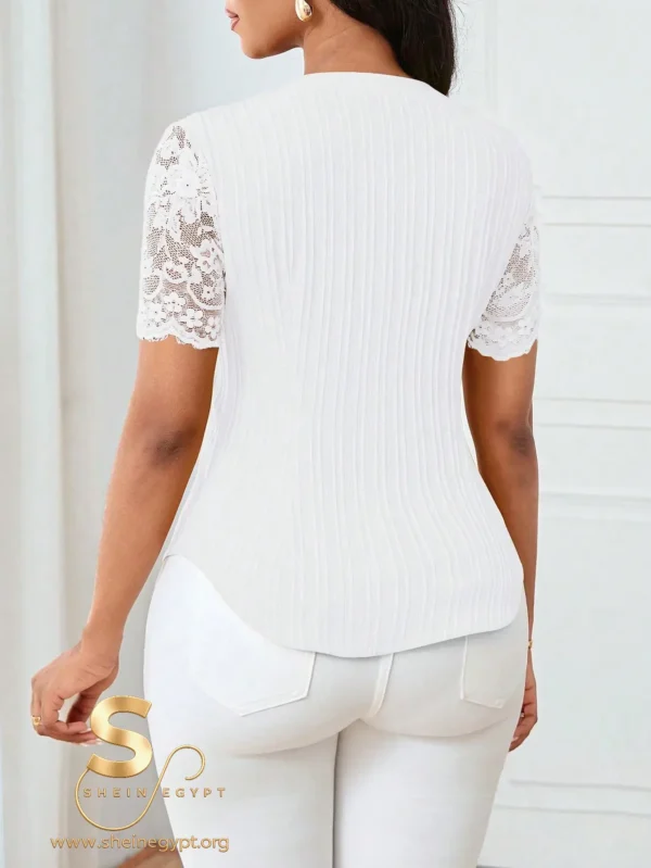 17496060003328d50741b786524d20ef43c9771540 Lyxana Blouse White Lace Top
