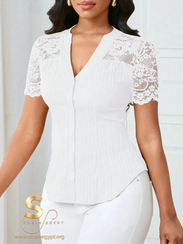 1749606001eed55d24f2d2d022ec0489832fa65931 Lyxana Blouse White Lace Top